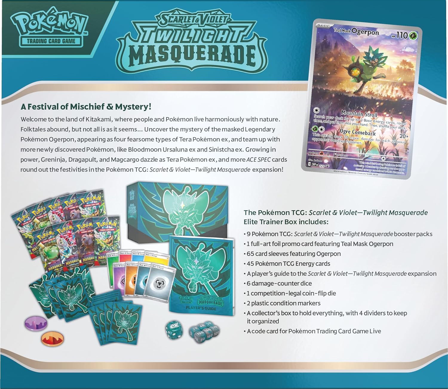 Pokemon Scarlet & Violet Twilight Masquerade Elite Trainer Box | Ogerpon