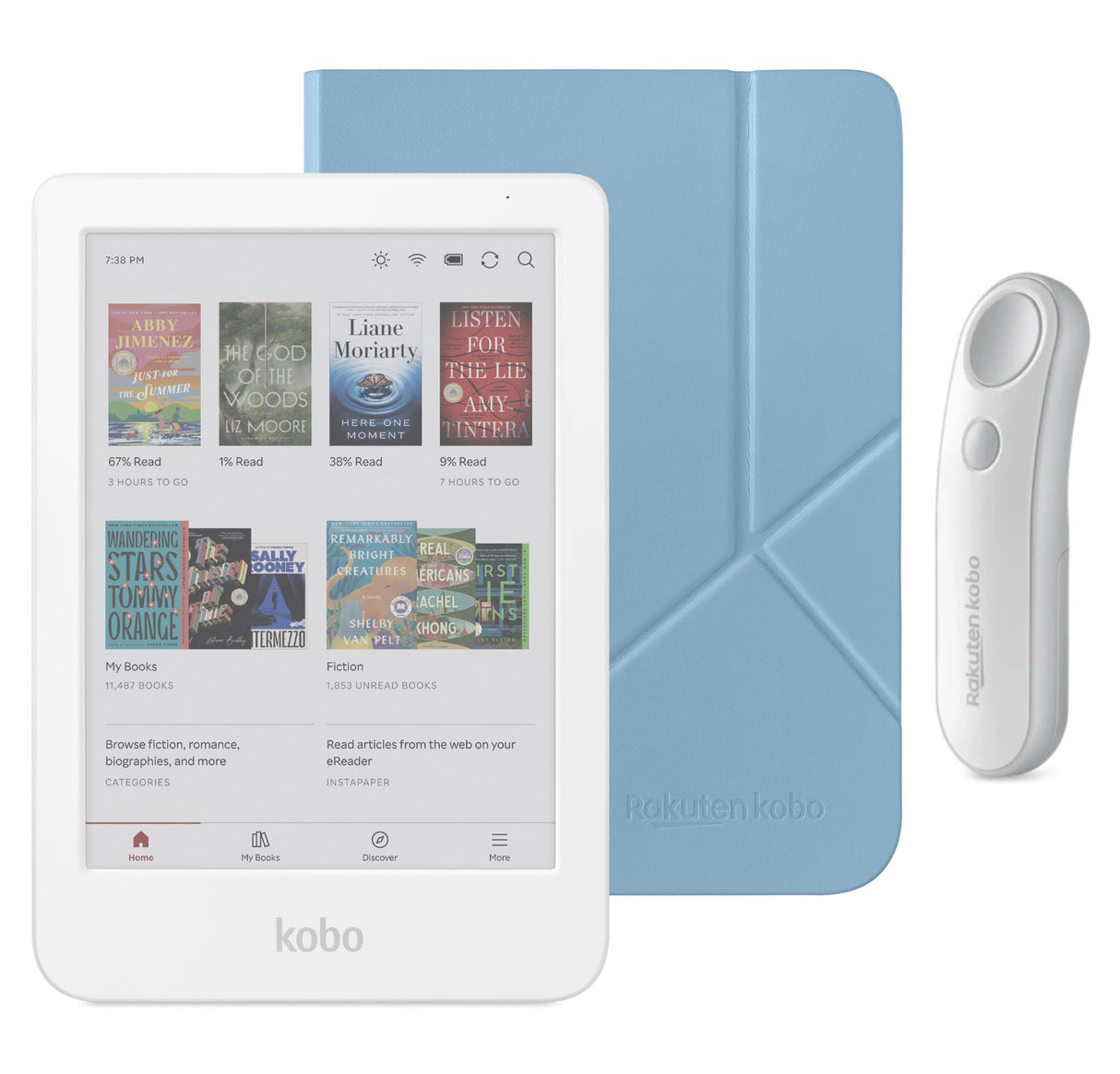 Kobo Clara Colour (White) eReader with SleepCover & White Remote Page Turner Bundle