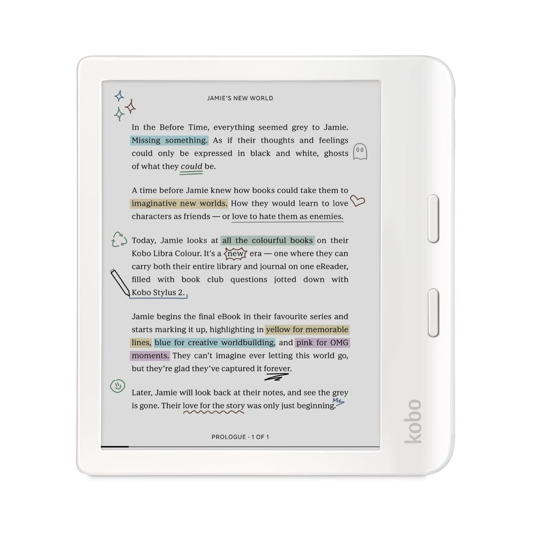 Kobo Libra Colour (White) eReader with White Remote Bundle