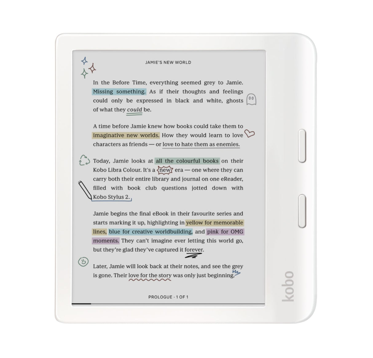 Kobo Libra Colour (White) eReader with Notebook SleepCover & White Remote Page Turner Bundle