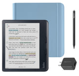Kobo Libra Colour (Black) eReader with Dusk Blue Notebook SleepCover, Black Stylus 2Gen & AC Bundle