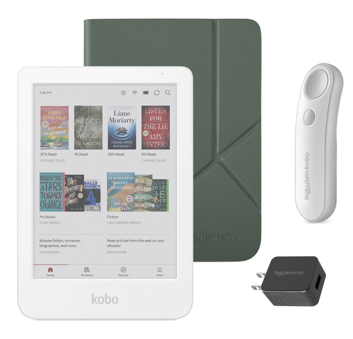 Kobo Clara Colour (White) eReader with SleepCover & White Remote Page Turner Bundle