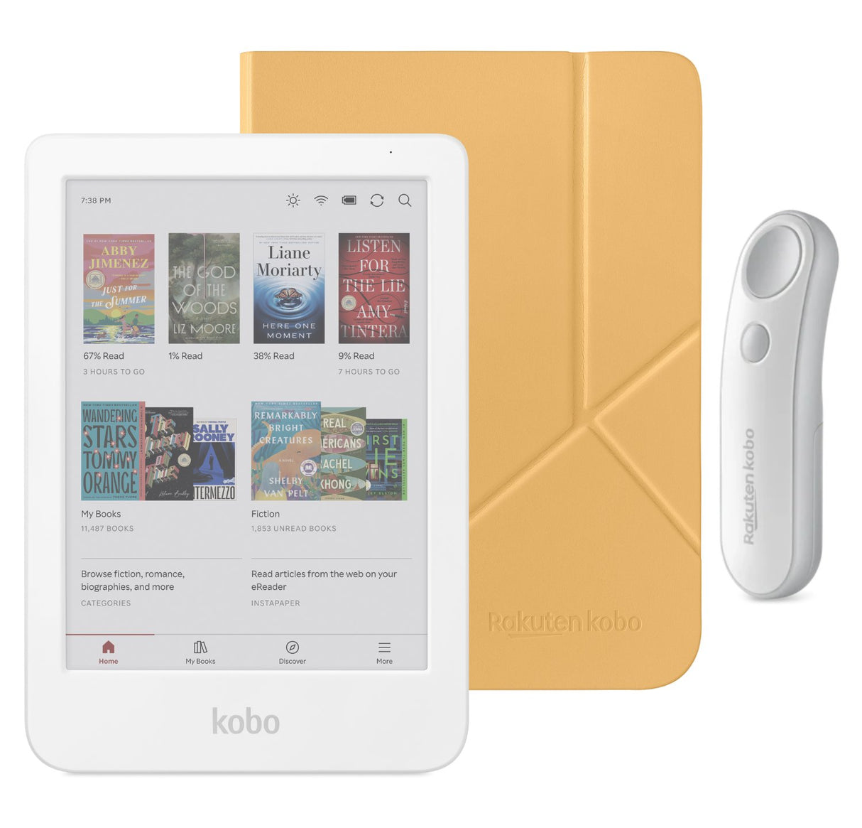 Kobo Clara Colour (White) eReader with SleepCover & White Remote Page Turner Bundle