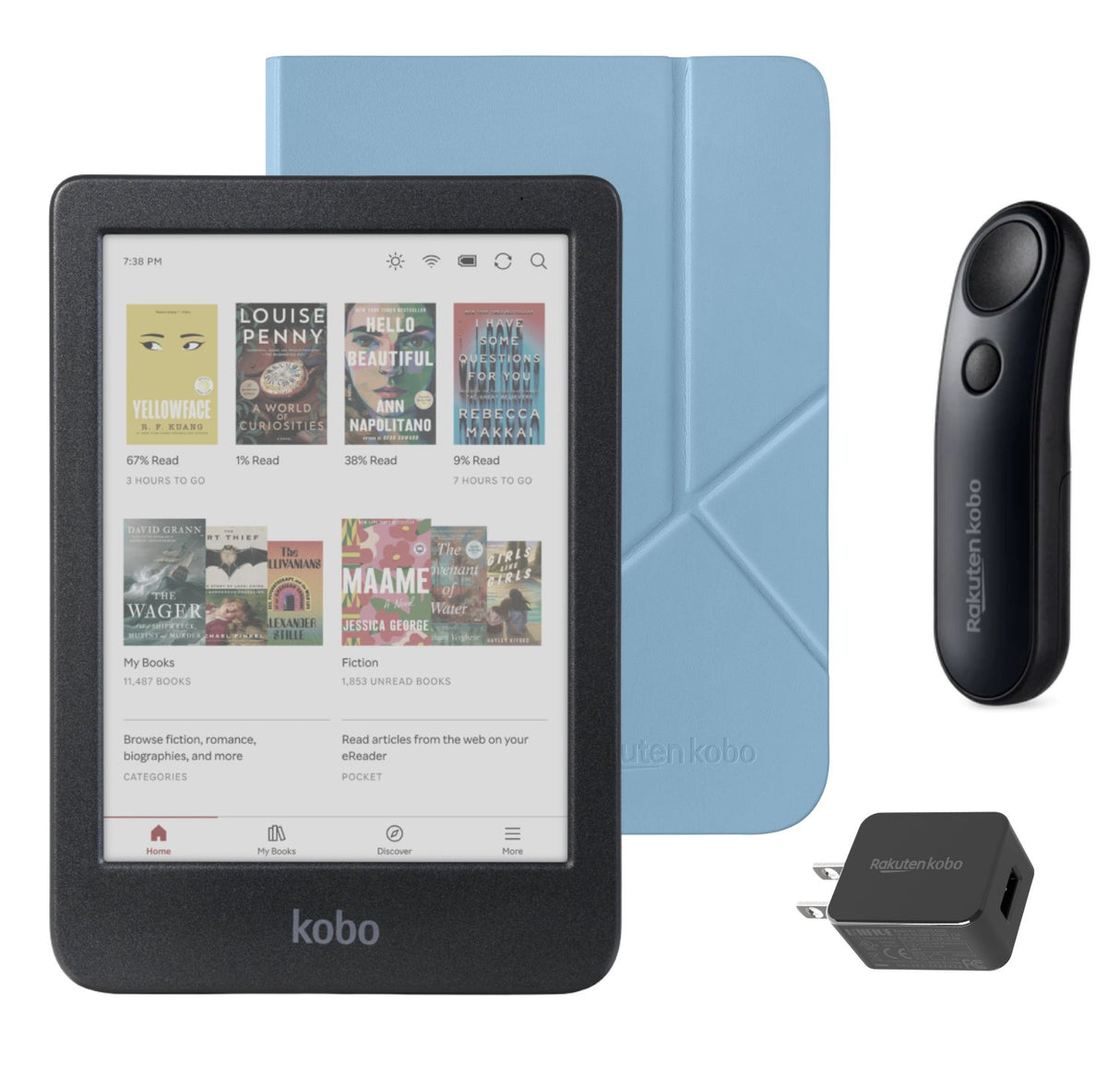 Kobo Clara Colour (Black) eReader with SleepCover & Black Remote Page Turner Bundle