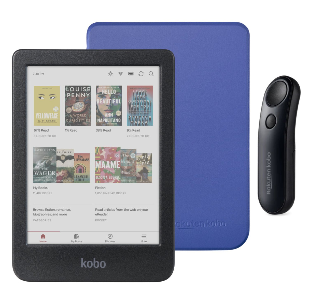 Kobo Clara Colour (Black) eReader with SleepCover & Black Remote Page Turner Bundle