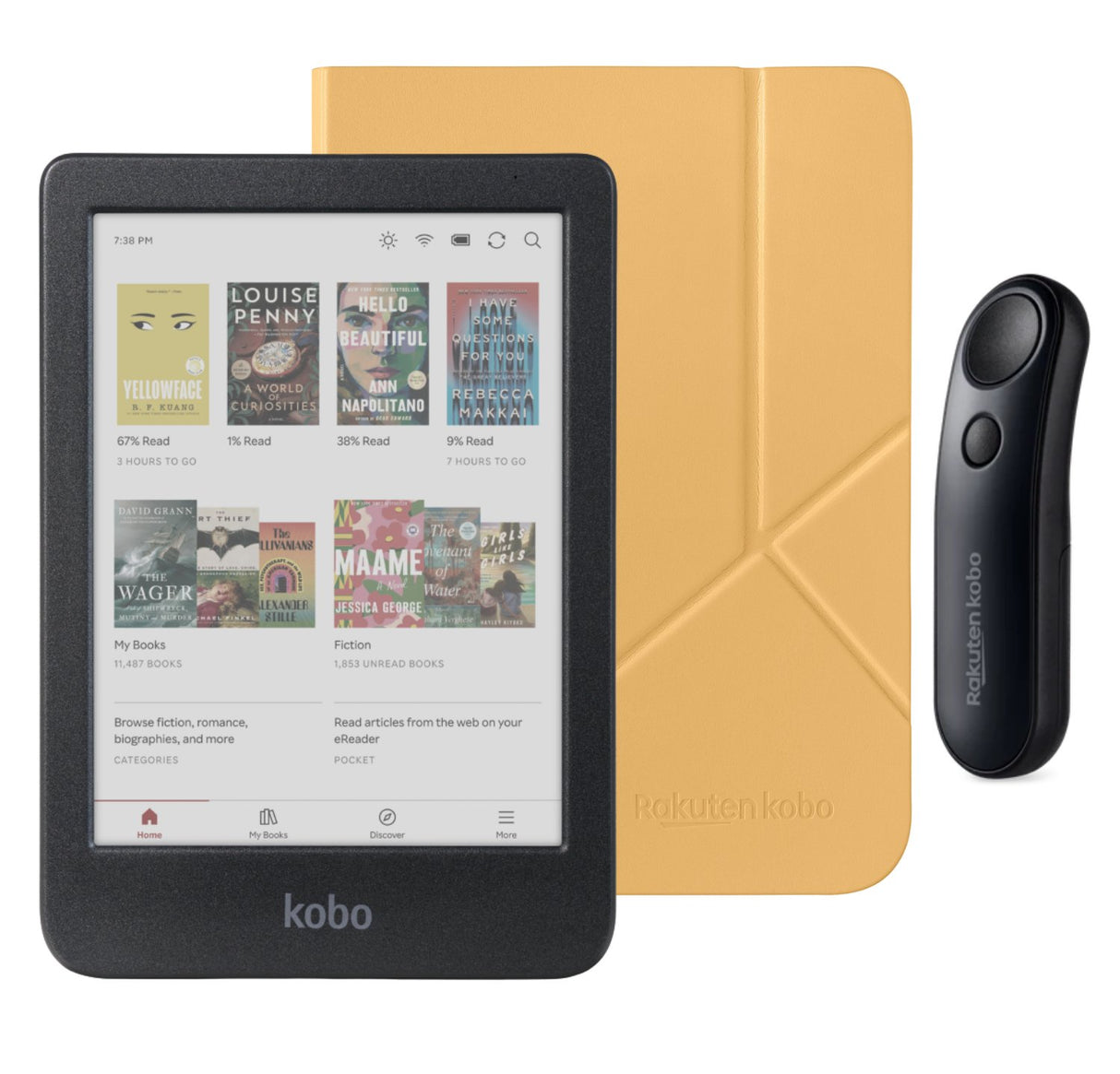 Kobo Clara Colour (Black) eReader with SleepCover & Black Remote Page Turner Bundle