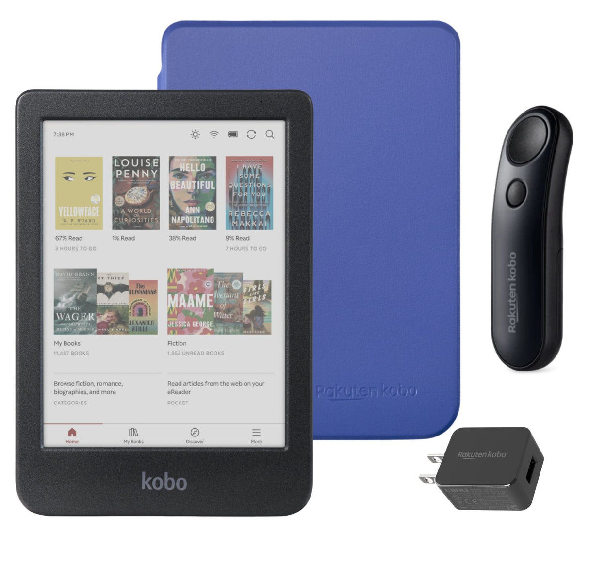 Kobo Clara Colour (Black) eReader with SleepCover & Black Remote Page Turner Bundle