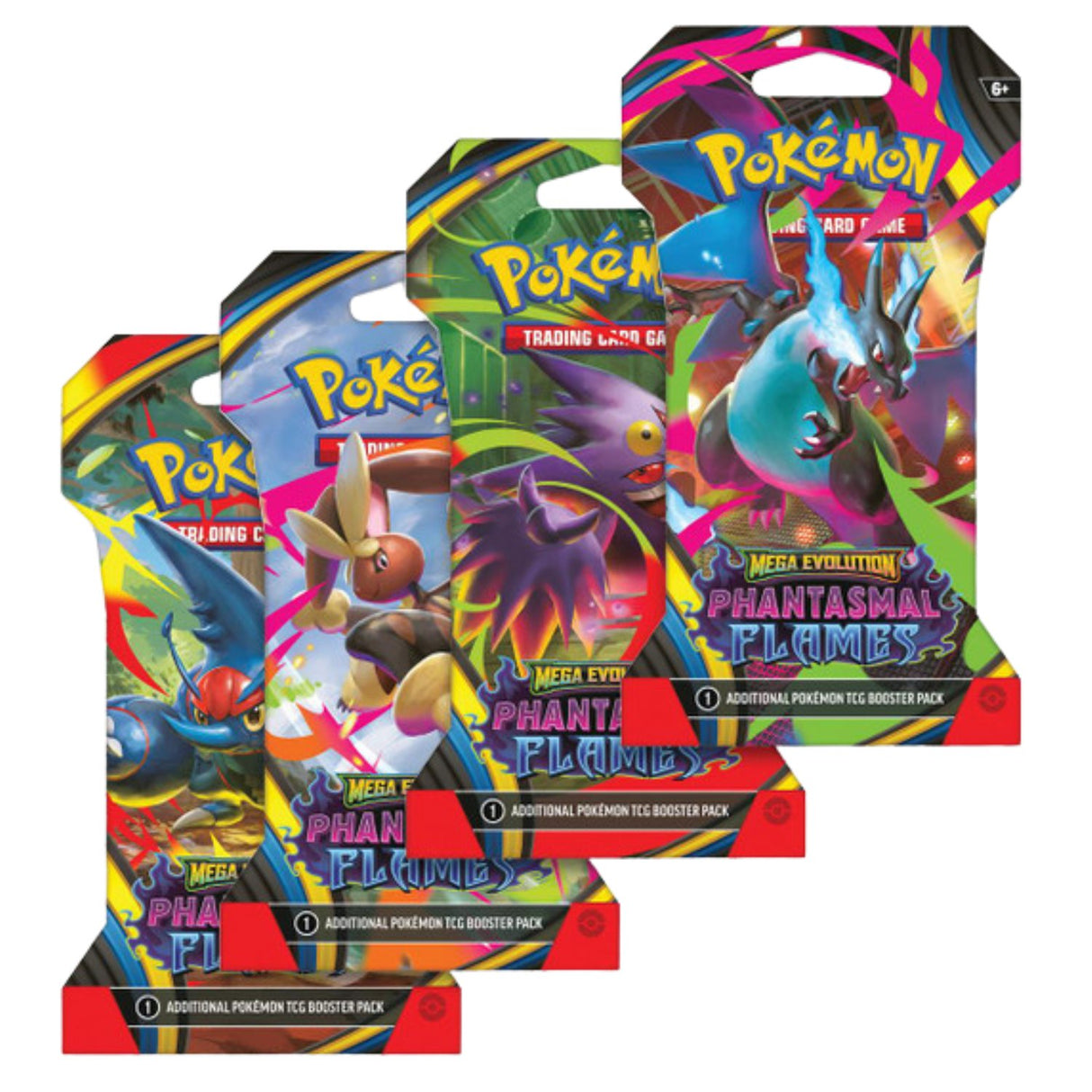 Pokemon ME2 Phantasmal Flames | 4 Sleeved Booster Packs (One of Each Artwork)