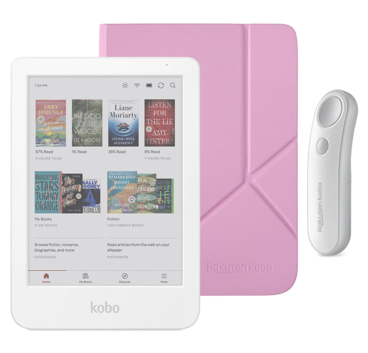 Kobo Clara Colour (White) eReader with SleepCover & White Remote Page Turner Bundle