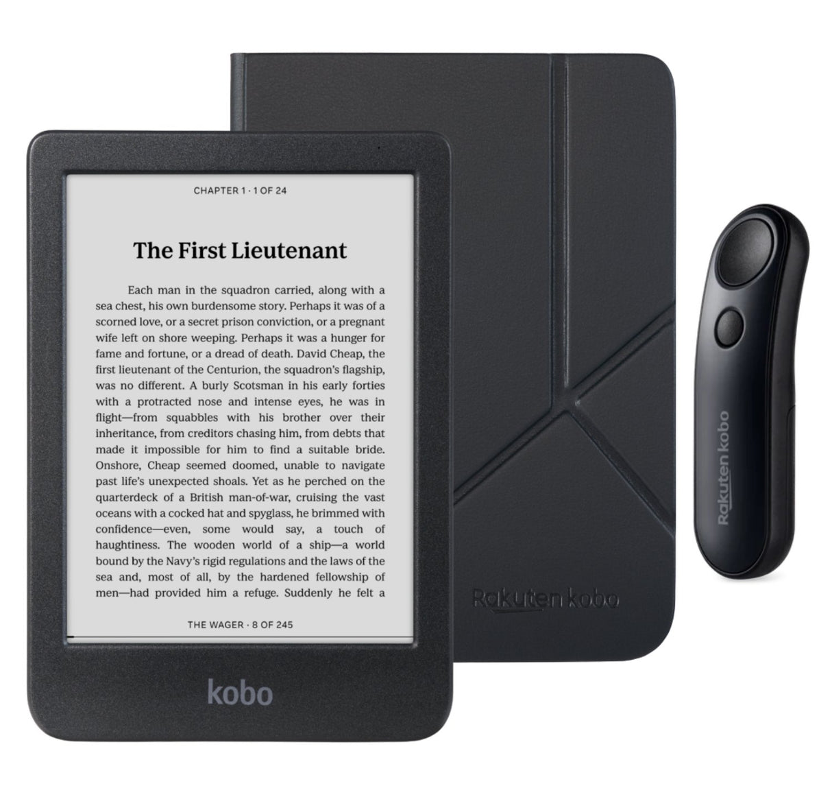 Kobo Clara BW eReader with SleepCover & Black Remote Page Turner Bundle