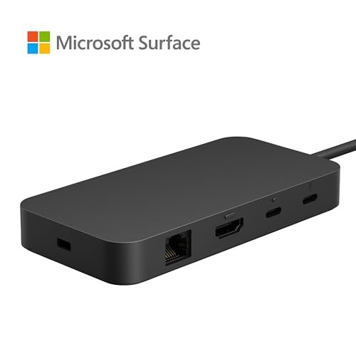 Microsoft Surface USB4 Dock – Gigabit Ethernet, USB C to 2xUSB-C/1xUSB-A/HDMI (65W Power Delivery) - Black