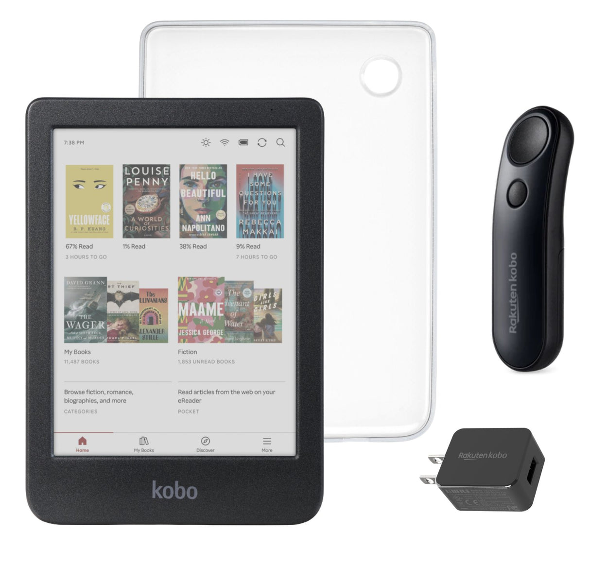 Kobo Clara Colour (Black) eReader with SleepCover & Black Remote Page Turner Bundle