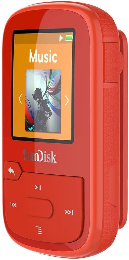 SanDisk 16GB Clip Sport Plus MP3 Player, Red - Bluetooth, LCD Screen, FM Radio - SDMX28-016G-G46R (Certified Refurbished)