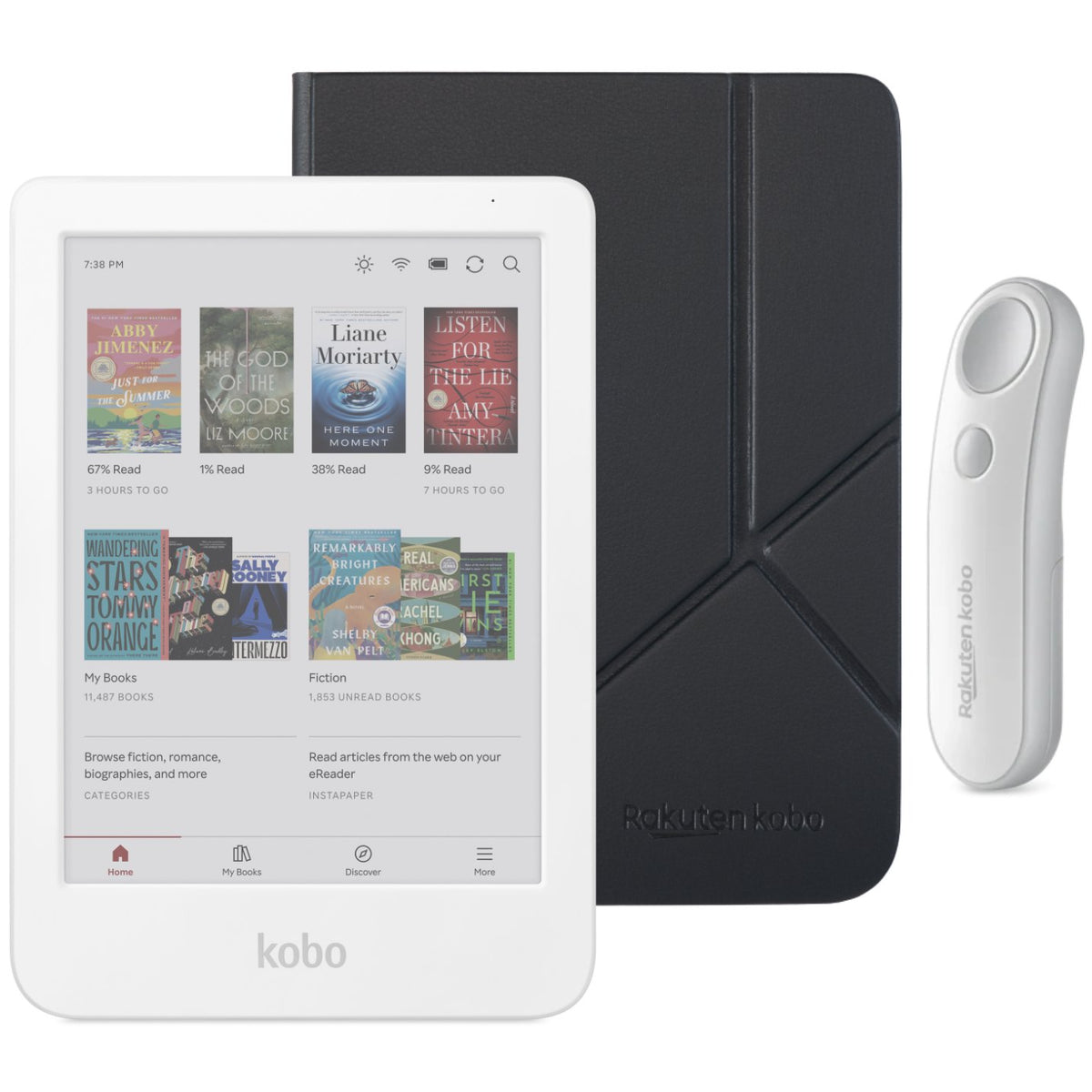 Mini Ereader White Kobo Clara Colour (White) eReader with SleepCover & White Remote Page ...