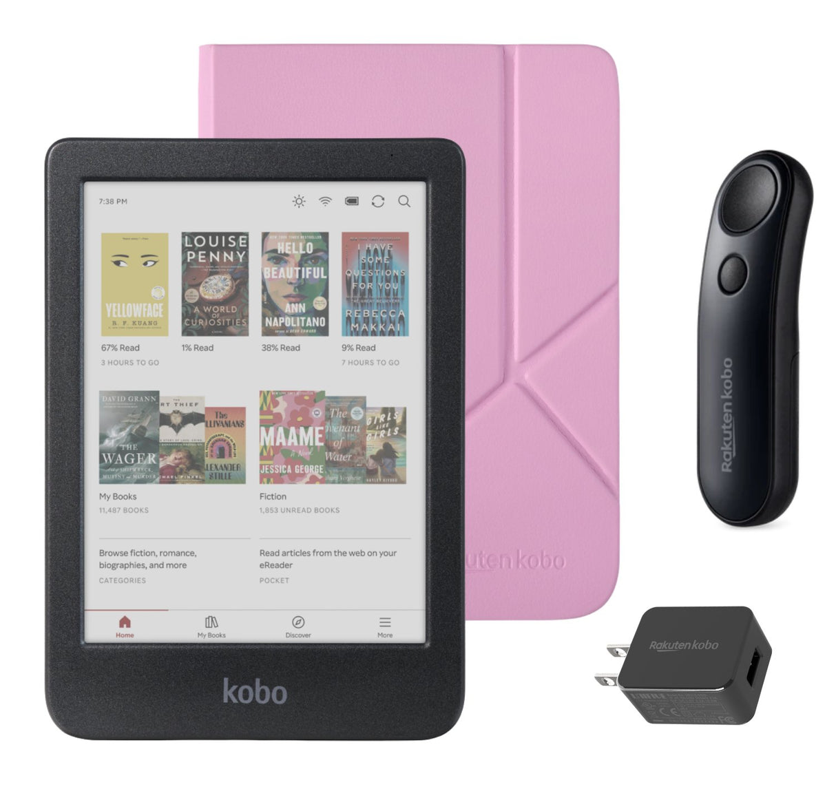 Kobo Clara Colour (Black) eReader with SleepCover & Black Remote Page Turner Bundle