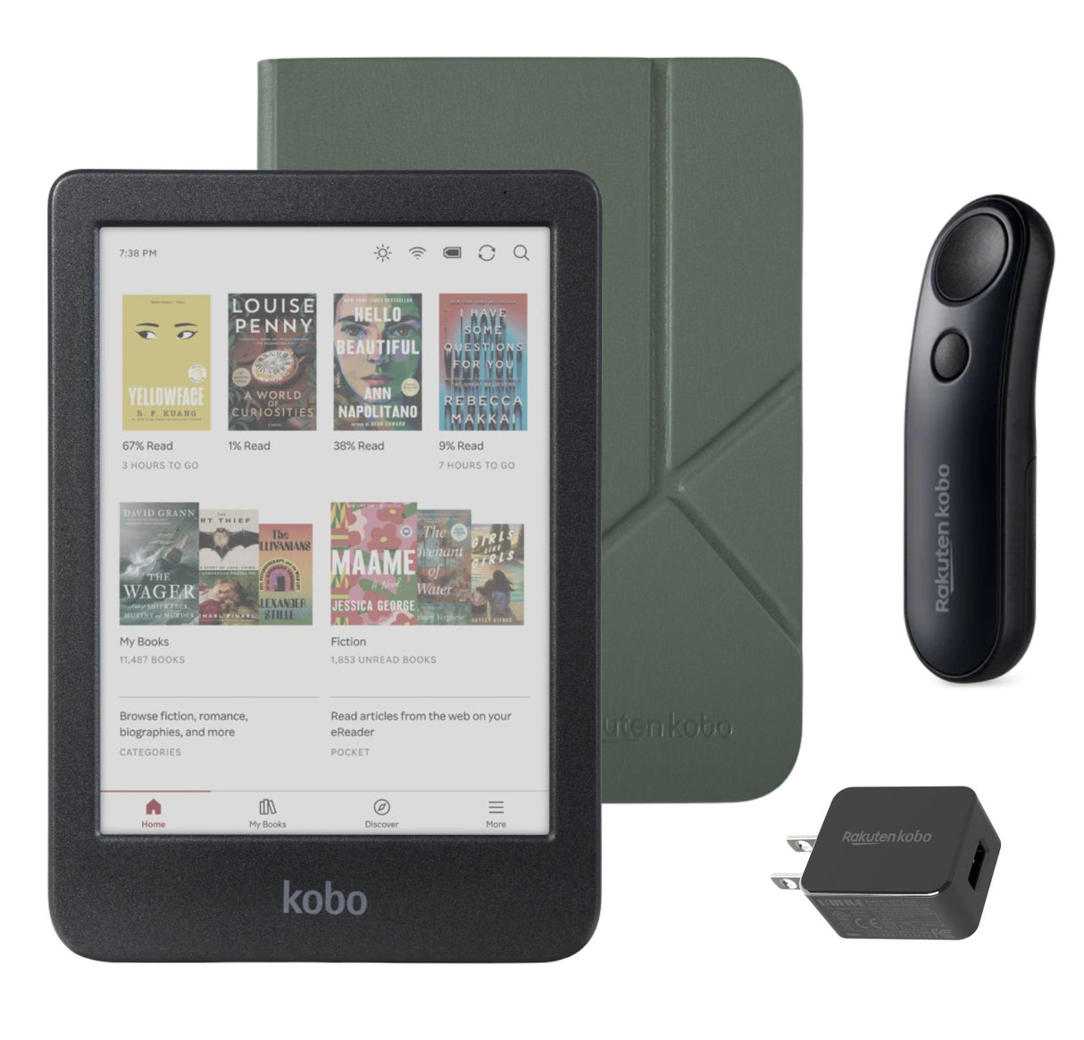 Kobo Clara Colour (Black) eReader with SleepCover & Black Remote Page Turner Bundle
