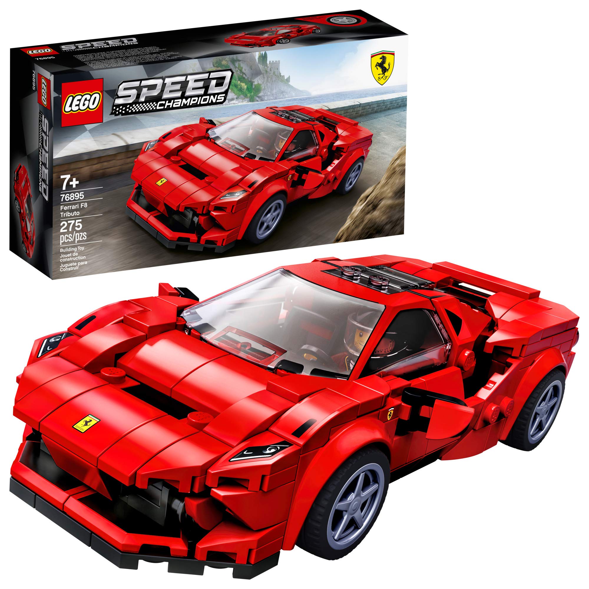 LEGO Speed Champions 76895 Ferrari F8 Tributo Toy Cars for Kids, Building Kit Featuring Minifigure (275 Pieces) (Like New, Open Box)
