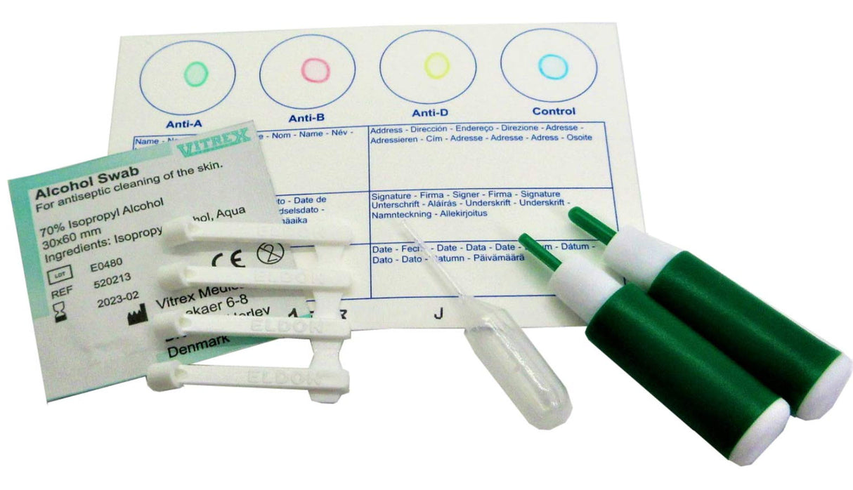 Blood Type Test Kit - 2 Tests - Eldoncard Home Blood Testing Kits (Complete Kit)