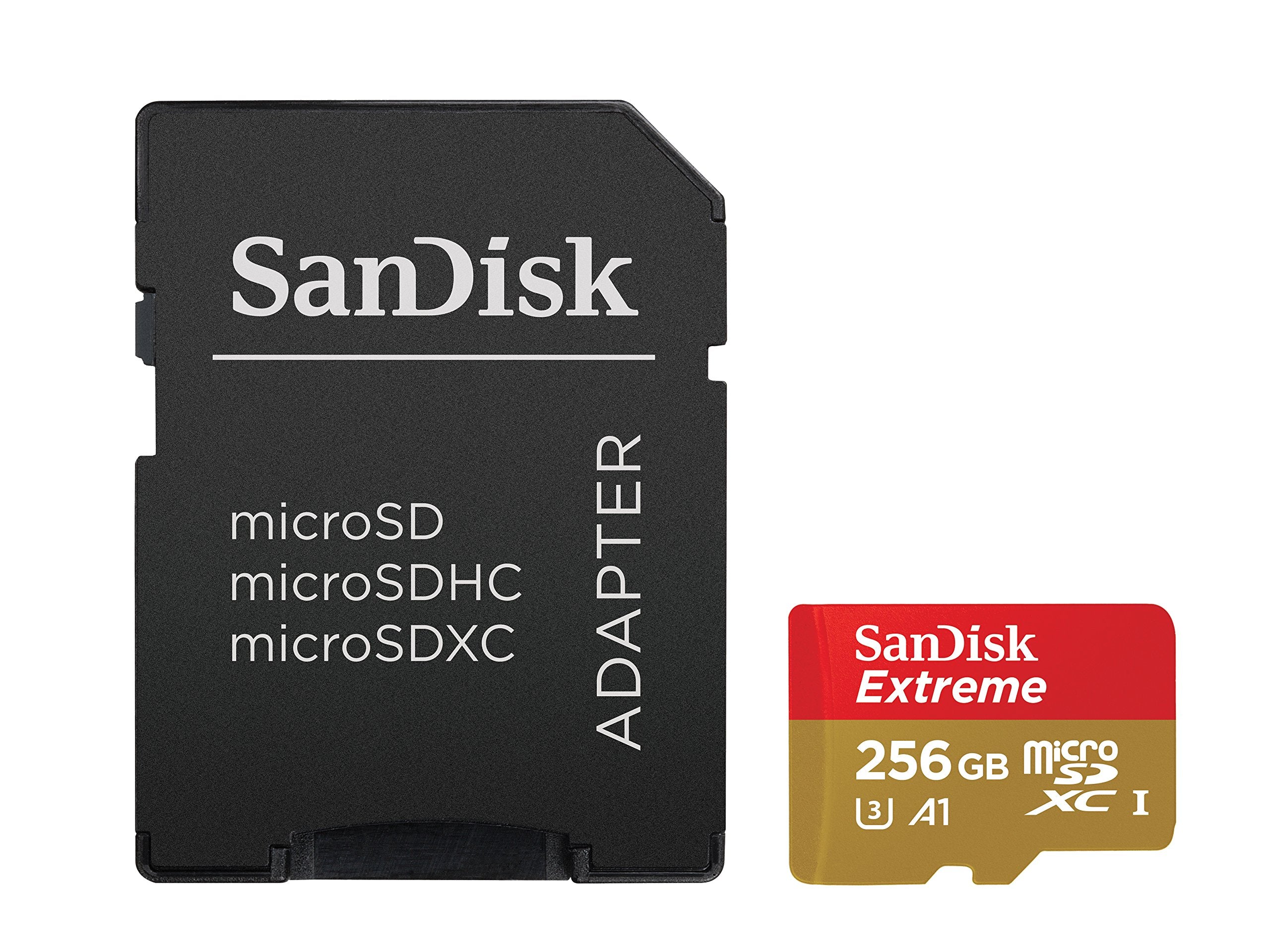 SanDisk Extreme 256GB microSDXC UHS-I Card with Adapter - SDSQXAO-256G-GN6MA