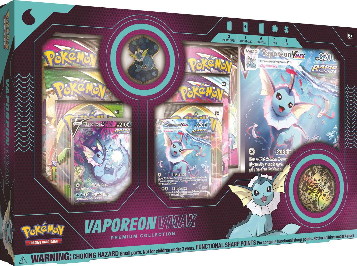 Pokemon Cards: Vaporeon VMAX Premium Collection Box