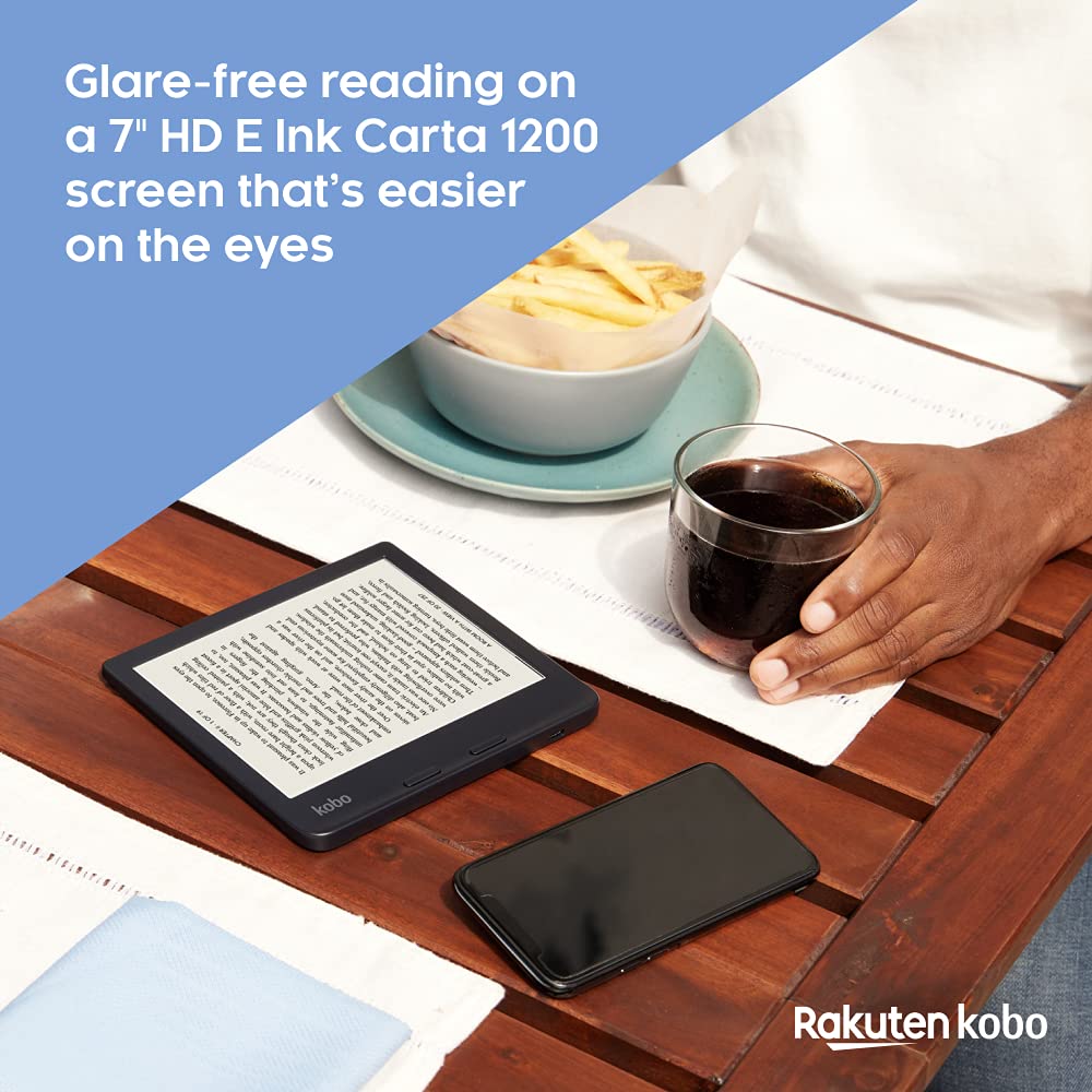Kobo Libra 2 | eReader | 7" Waterproof Touchscreen | Glare-Free | Adjustable Brightness | Blue Light Reduction | WIFI | 32GB | Carta E Ink Technology | White