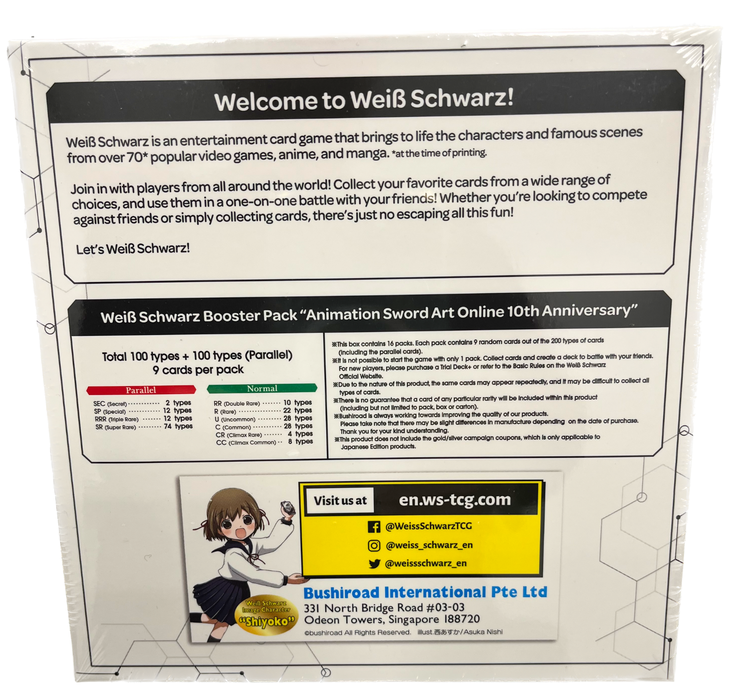 Weiss Schwarz: Trading Card Game Sword Art Online 10th Anniversary Booster Box [16 Packs]