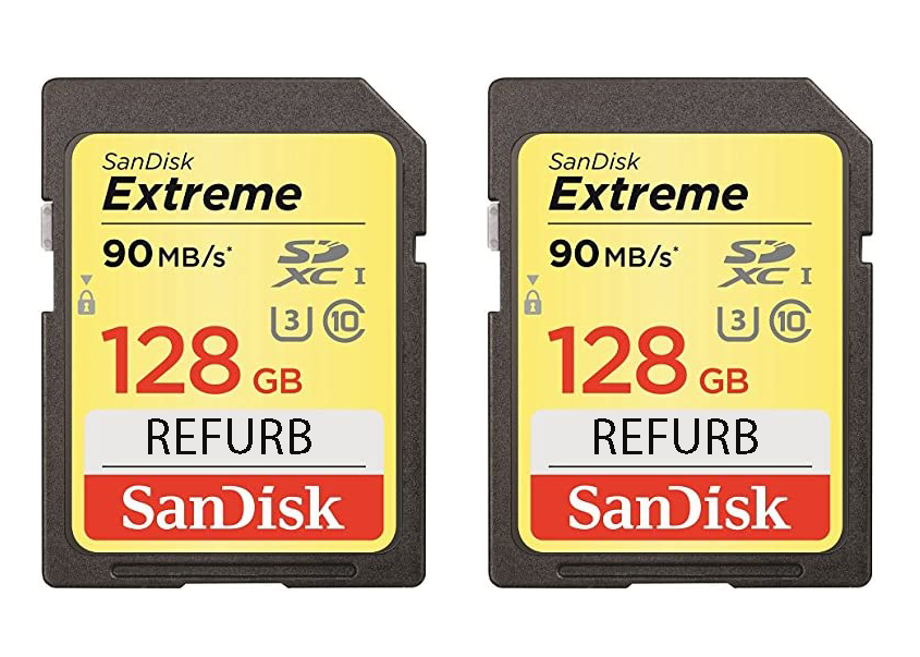 SanDisk Extreme 128GB SDXC Card UHS-3 Class 10 90MB/s - SDSDXVF-128G-GNCIN-CR (Certified Refurbished) (Pack of 2)