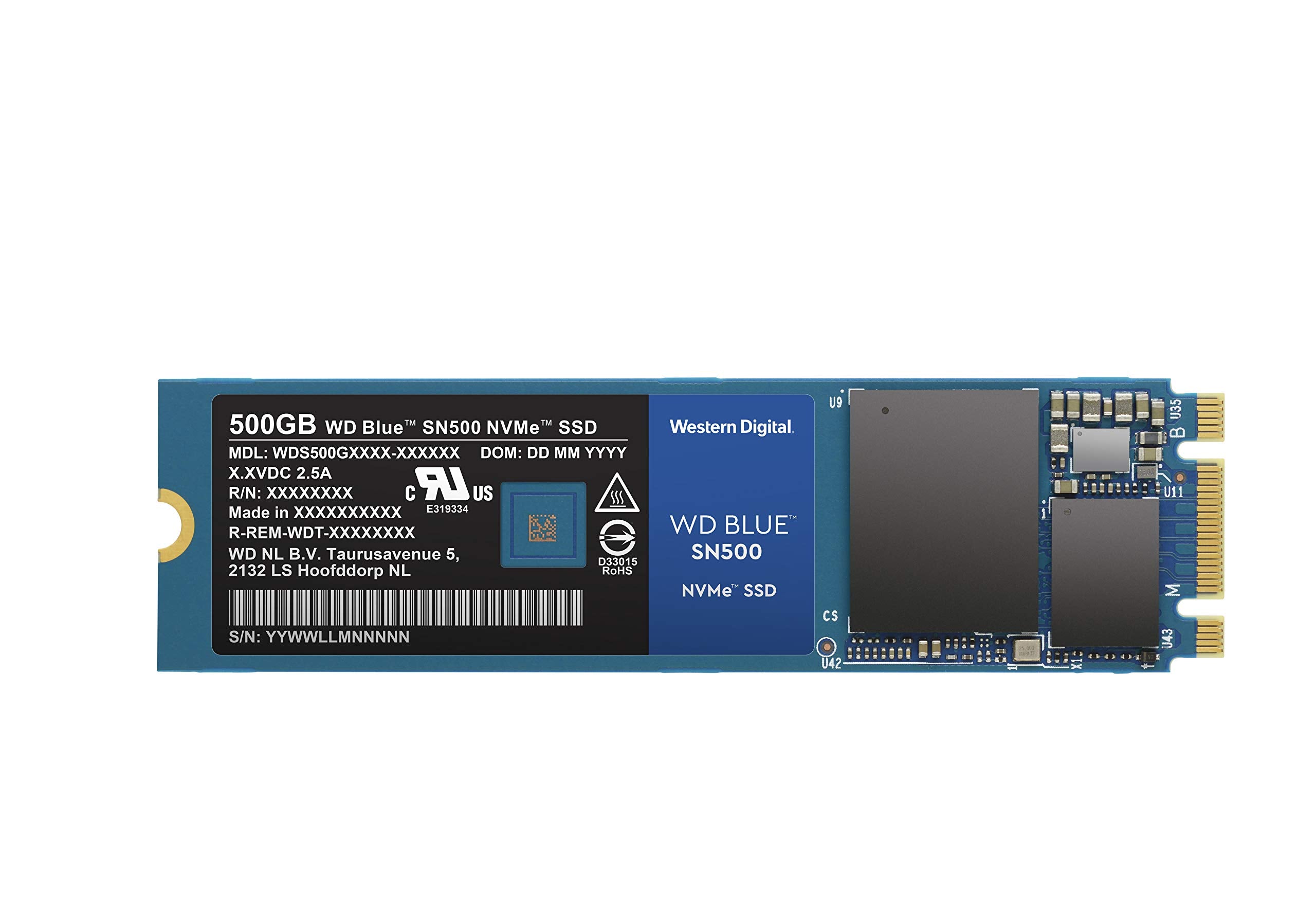 WD Blue SN500 500GB NVMe Internal SSD - Gen3 PCIe, M.2 2280, 3D NAND, Up to 1700 MB/s - WDS500G1B0C