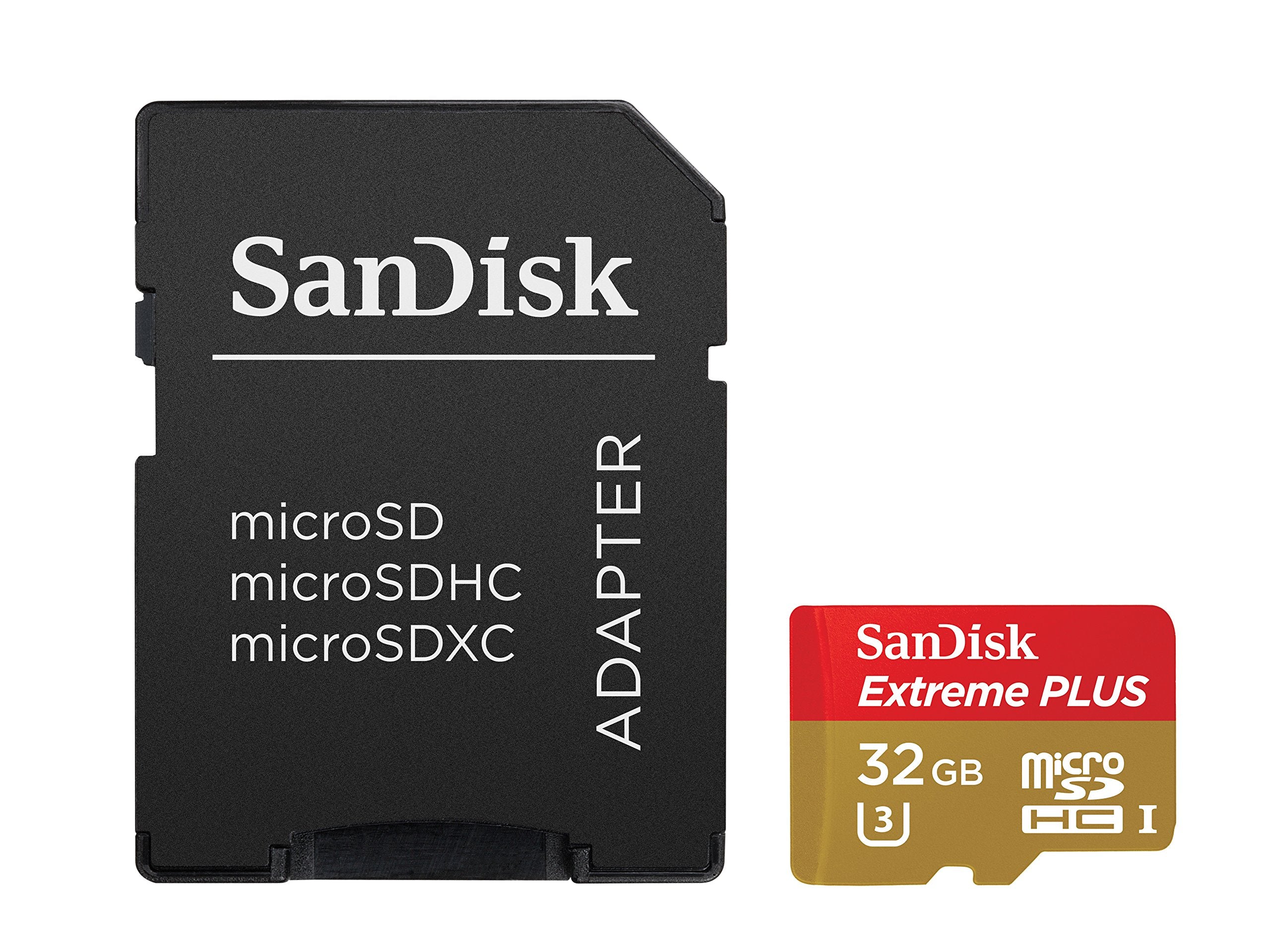 SanDisk Extreme PLUS 32GB microSDXC UHS-I/U3 Card with Adapter (SDSQXSG-032G-GN6MA)