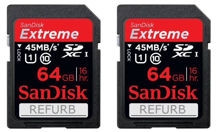 SanDisk Extreme 64GB SDXC UHS-1 Class 10 45MB/s Memory Card SDSDX-064G-X46 2-Pack (Certified Refurbished)