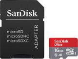 SanDisk 16GB Ultra microSDHC UHS-I Memory Card with Adapter - 98MB/s, C10, U1, Full HD, A1, Micro SD Card - SDSQUAR-016G-GN6MA