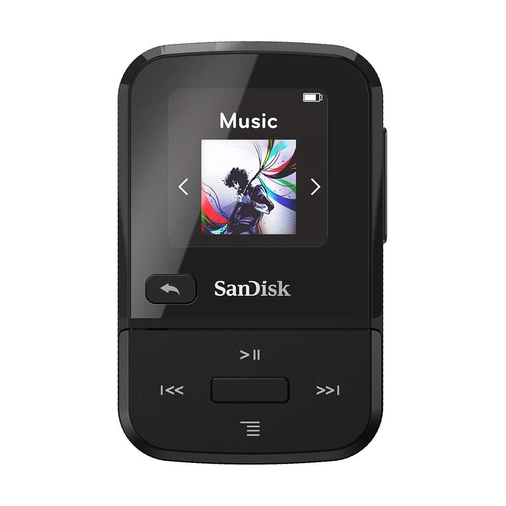 SanDisk 32GB Clip Sport Go MP3 Player, Black - LED Screen and FM Radio - SDMX30-032G-G46K (Certified Refurbished)