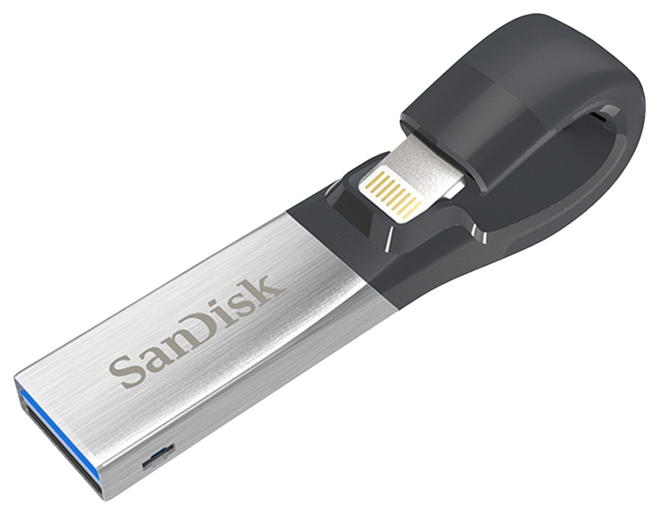 SanDisk iXpand Flash Drive, 128GB, for iPhone and iPad, Black/Silver (SDIX30C-128G-GN6NE)