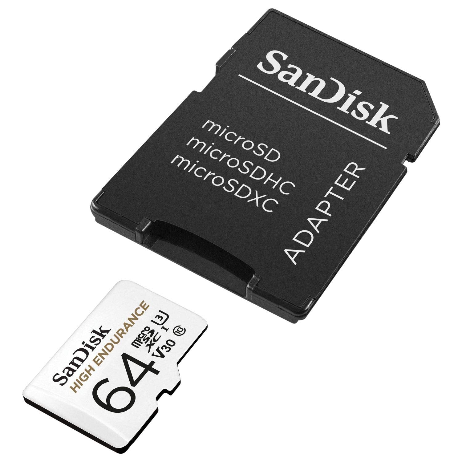 SanDisk 64GB High Endurance Video MicroSDXC Card with Adapter for Dash Cam and Home Monitoring Systems - C10, U3, V30, 4K UHD, Micro SD Card - SDSQQNR-064G-GN6IA