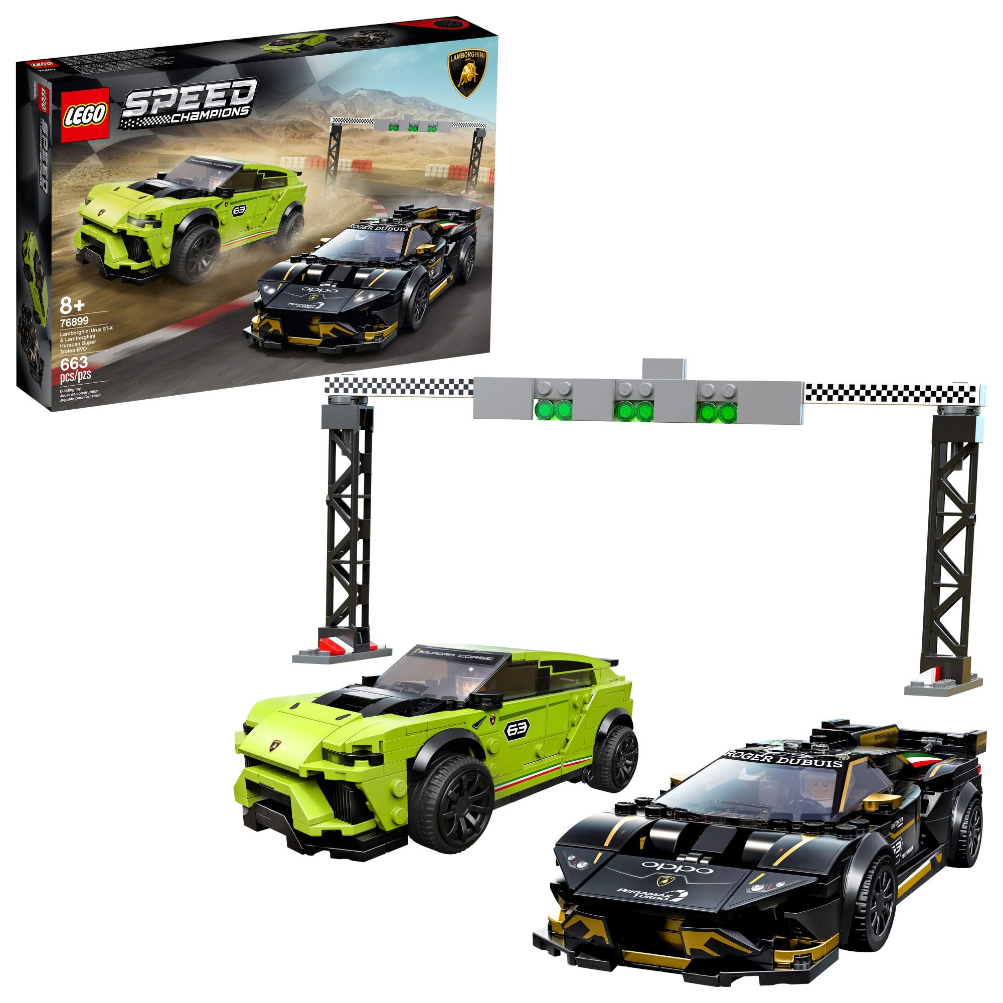 LEGO Speed Champions Lamborghini Urus ST-X and Lamborghini Huracan Super Trofeo EVO 76899 Building Kit (663 Pieces)