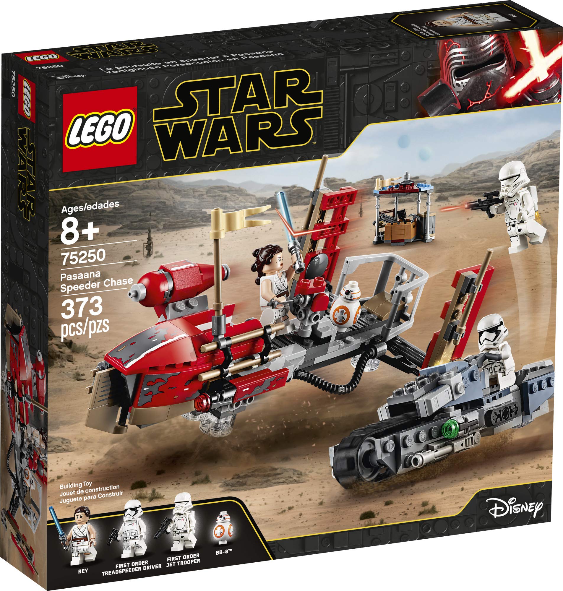 LEGO Star Wars: The Rise of Skywalker Pasaana Speeder Chase 75250 Hovering Transport Speeder Building Kit with Action Figures, New 2019 (373 Pieces)