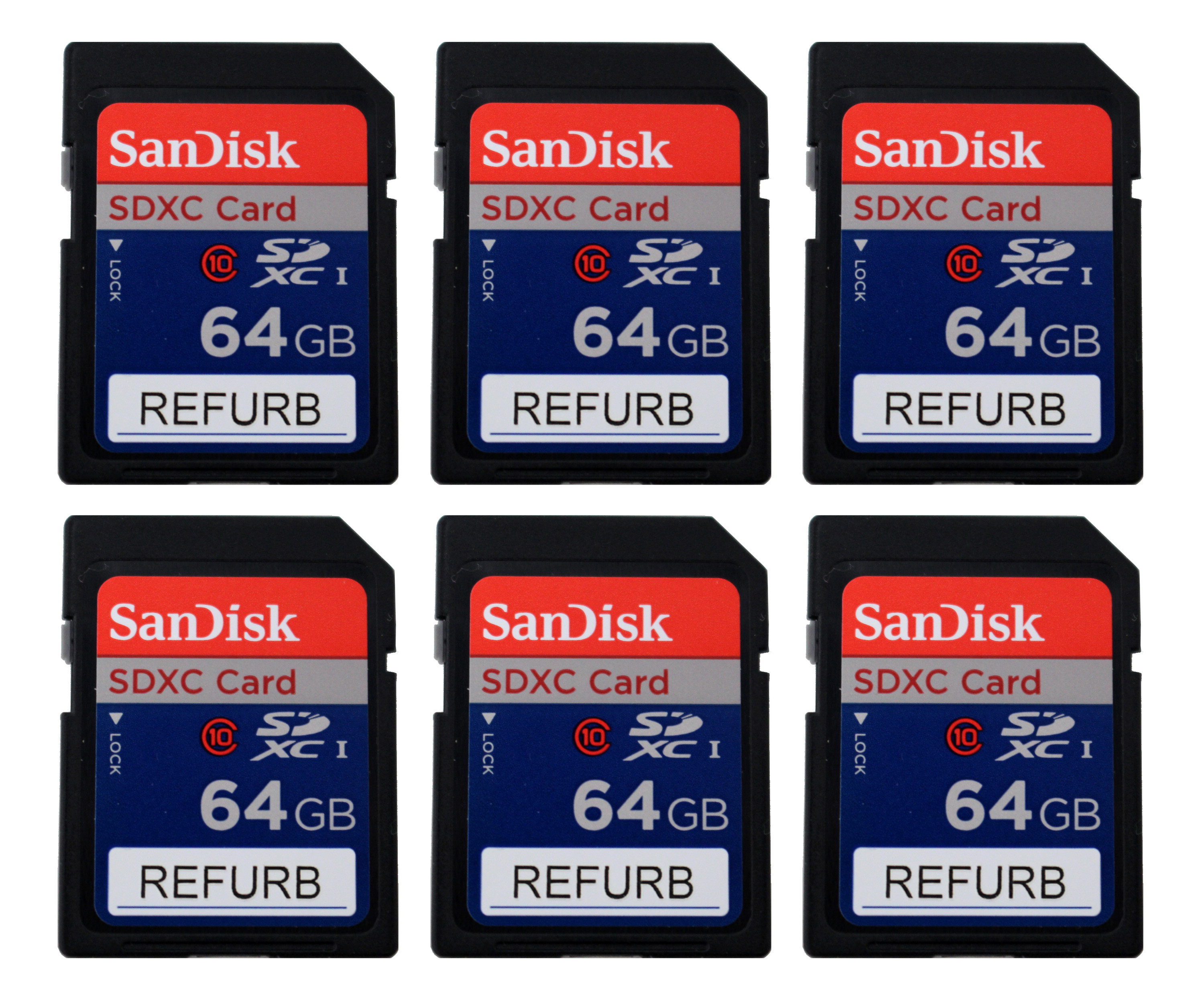 6-Pack SanDisk 64GB SDXC Card in Polycarbonate Carrying Case with BlueProton Lanyard (Refurbished)
