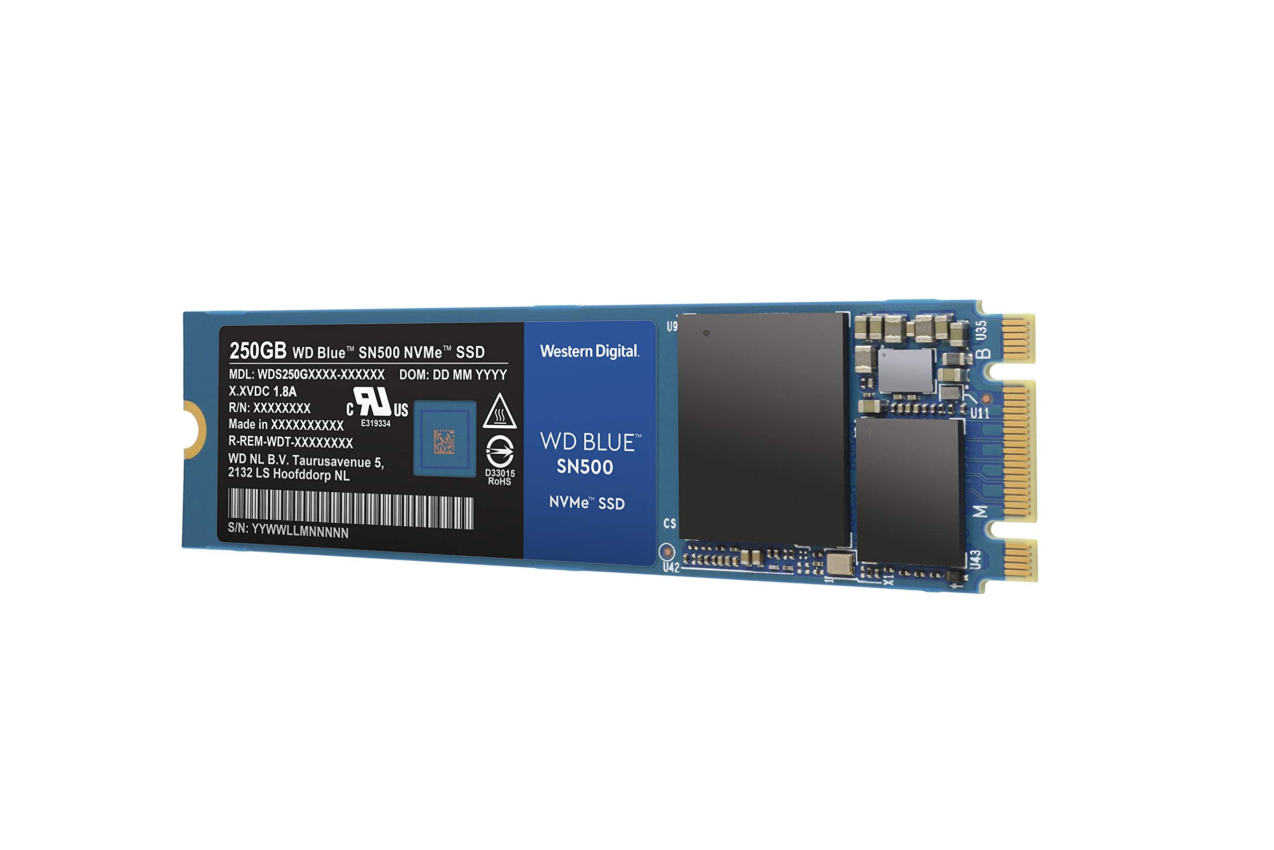 Western Digital 250GB WD Blue SN500 NVMe Internal SSD - Gen3 PCIe, M.2 2280, 3D NAND, Up to 1700 MB/s - WDS250G1B0C