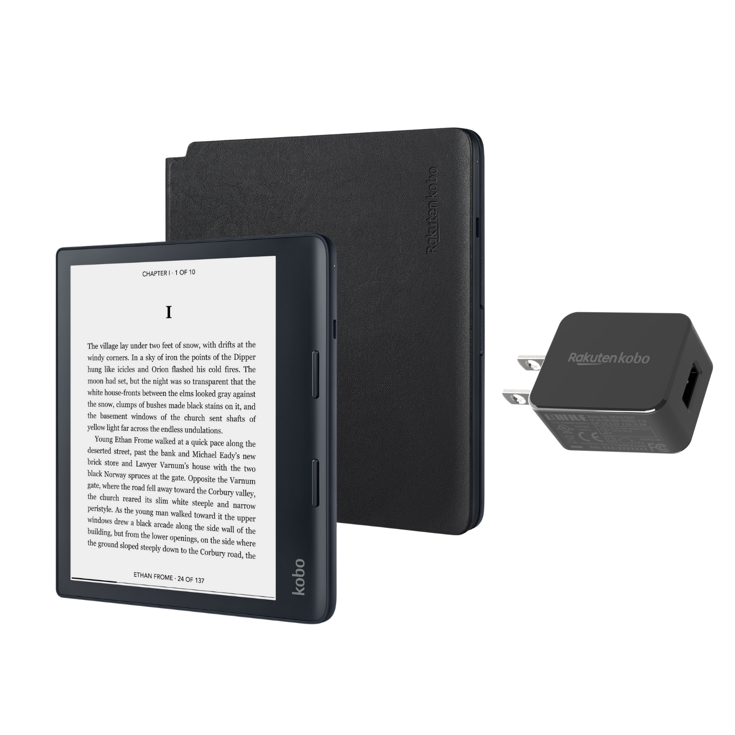 Kobo Sage eReader Bundle with Black PowerCover and AC Adapter | 8" HD Touchscreen | Waterproof | Bluetooth | WiFi | 32GB (Sage + PowerCover + AC)