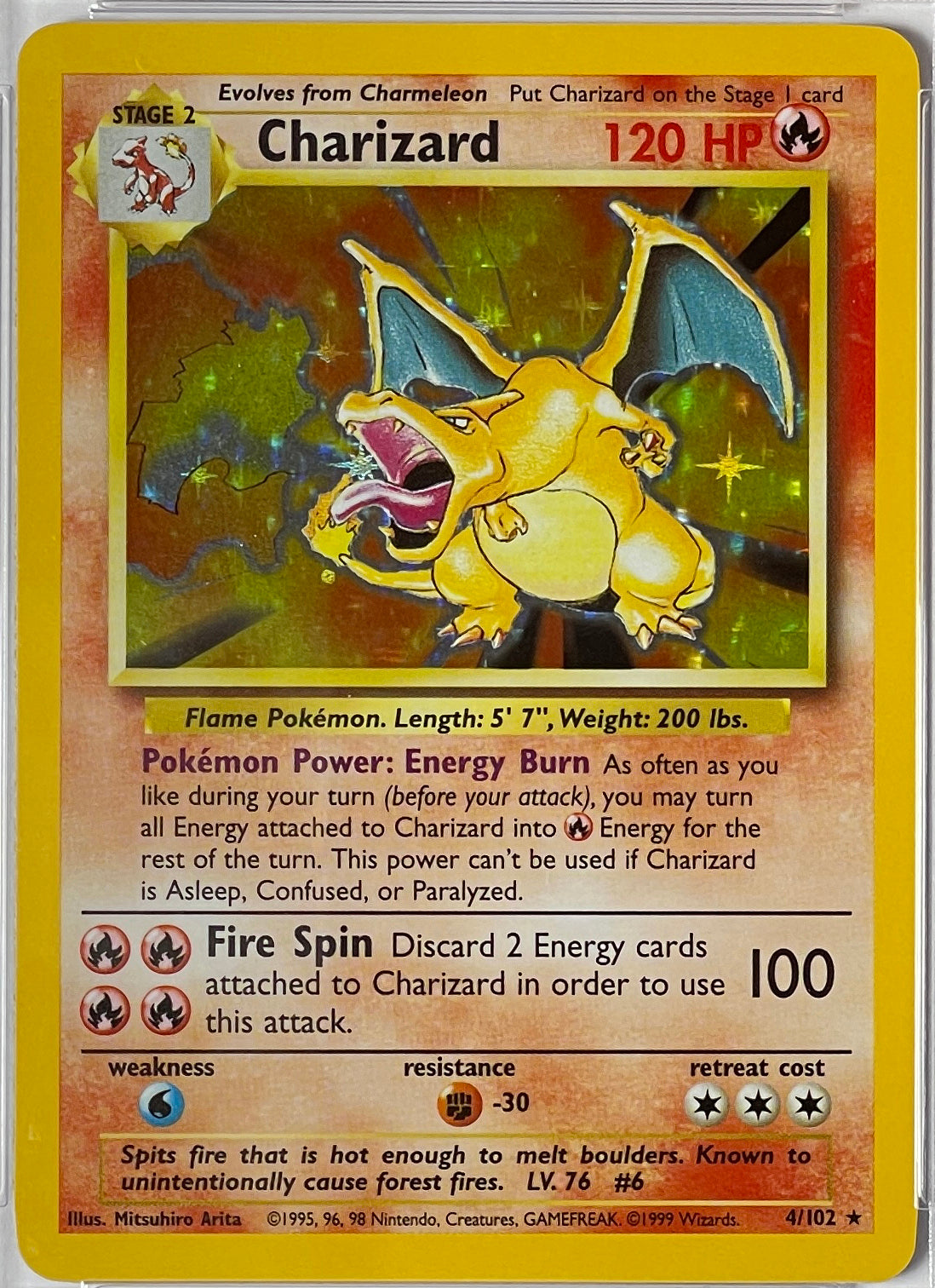 Charizard 93 Pokemon 1999 Base Set Charizard Holo #4/102 PSA 9 MINT (Graded Card ...
