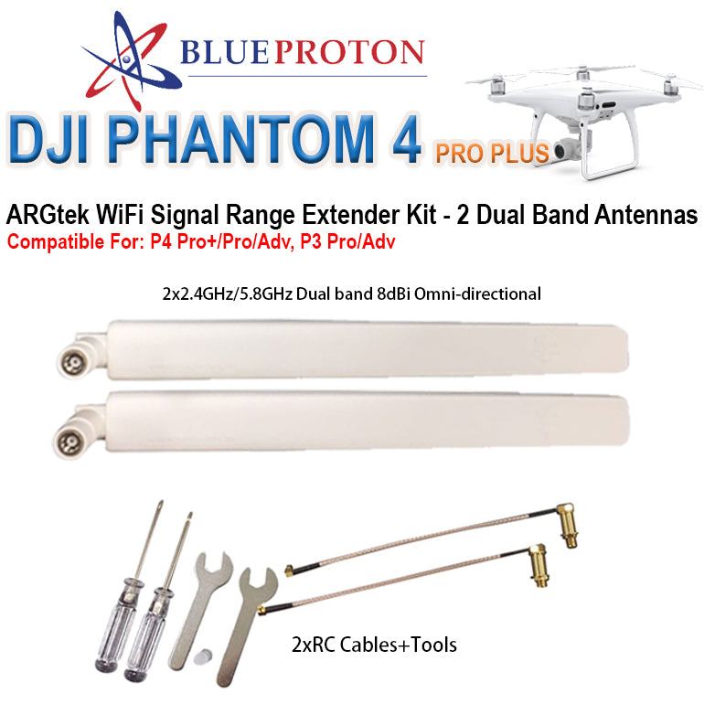 BlueProton ARGtek DJI Phantom 4 PRO Plus WiFi Signal Range Extender (2 Dual Band Omni)