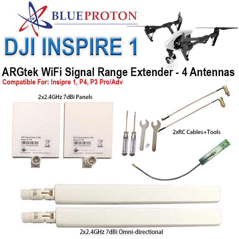 BlueProton DJI Inspire 1 Pro WiFi Signal Range Extender Antenna Kit by ARGtek