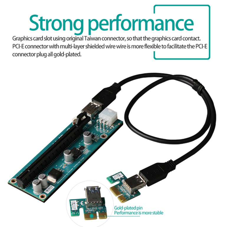 BlueProton ARGtek PCI-E 1x to16x Riser Card with 60cm USB 3.0 (Made by Foxconn) x8 Pack