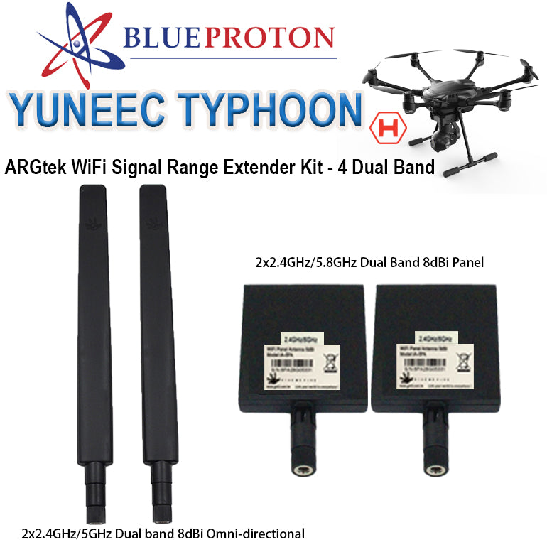 BlueProton ARGtek YUNEEC-Typhoon-H Wifi Signal Range Extender - (4 Dual Band Antenna)