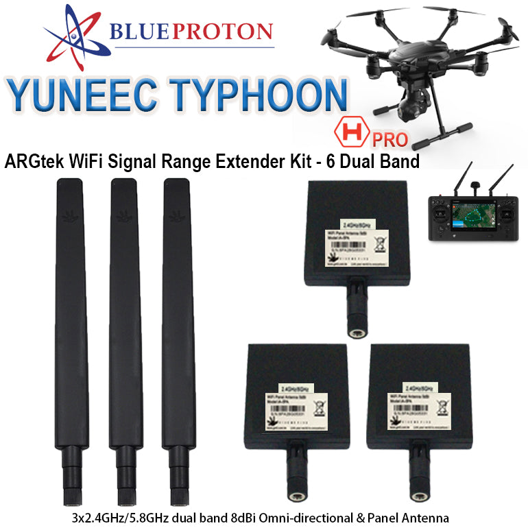 BlueProton ARGtek YUNEEC Typhoon H480 Pro Wifi Signal Range Extender - (6 Dual Band Antenna)