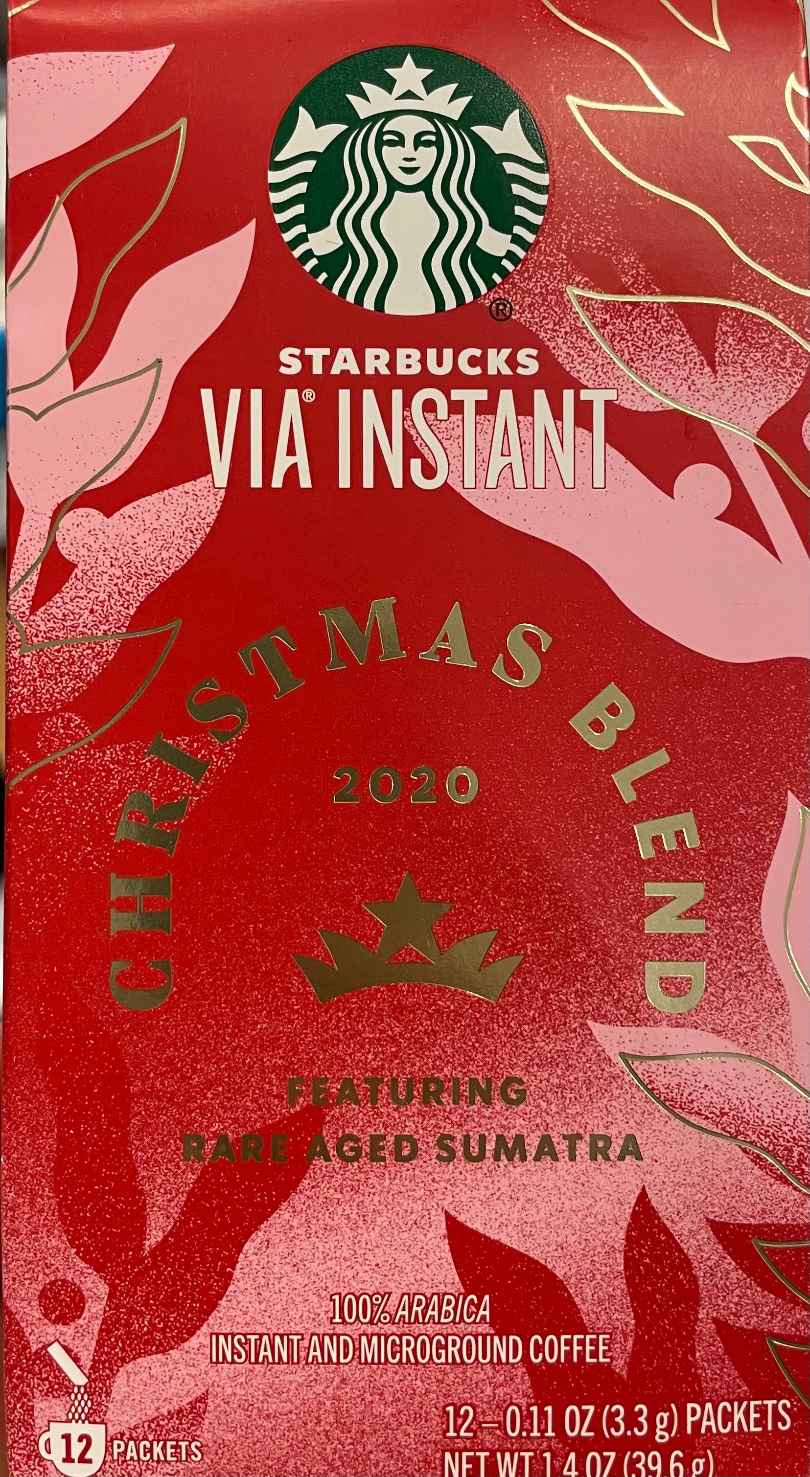 Starbucks Via 2020 Christmas Blend Ready Brew Instant Coffee 12 Pack