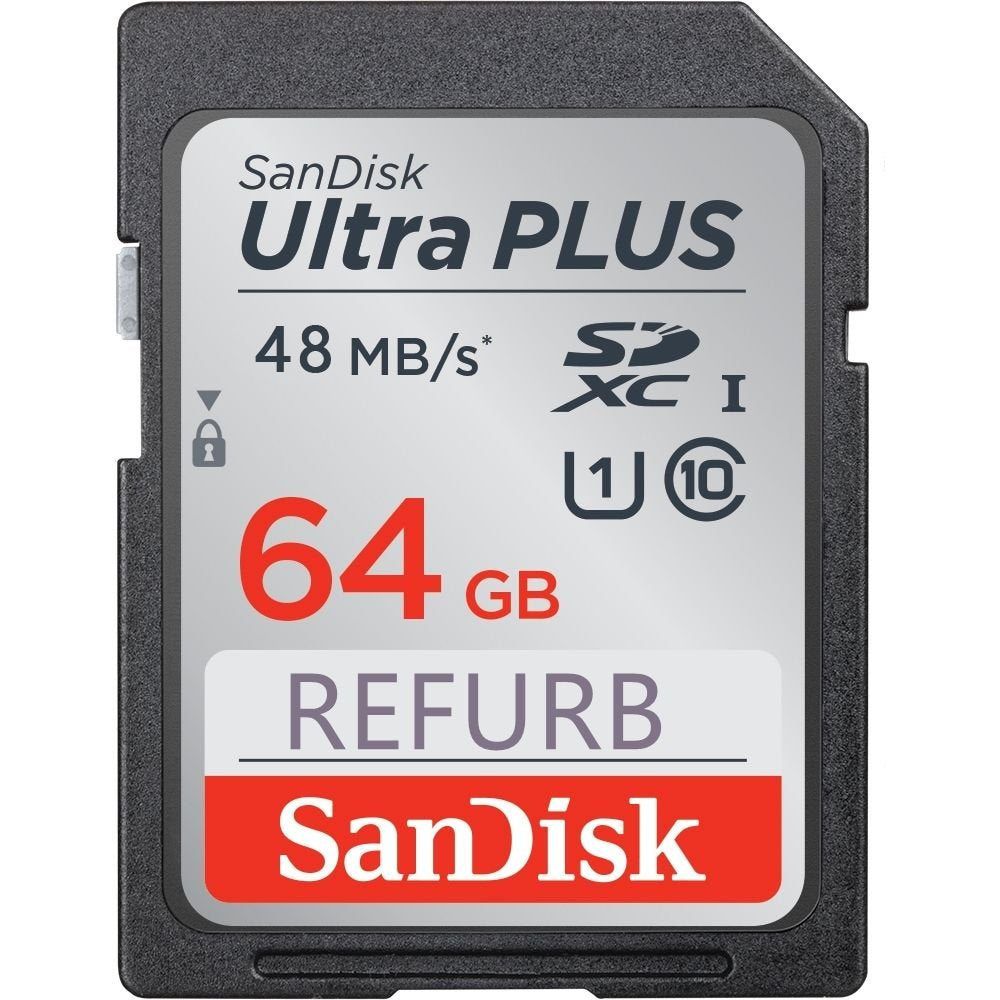 SanDisk ULTRA PLUS 64GB SDXC Card UHS-I Class 10 48MB/s SDSDUNC-064G (Certified Refurbished)