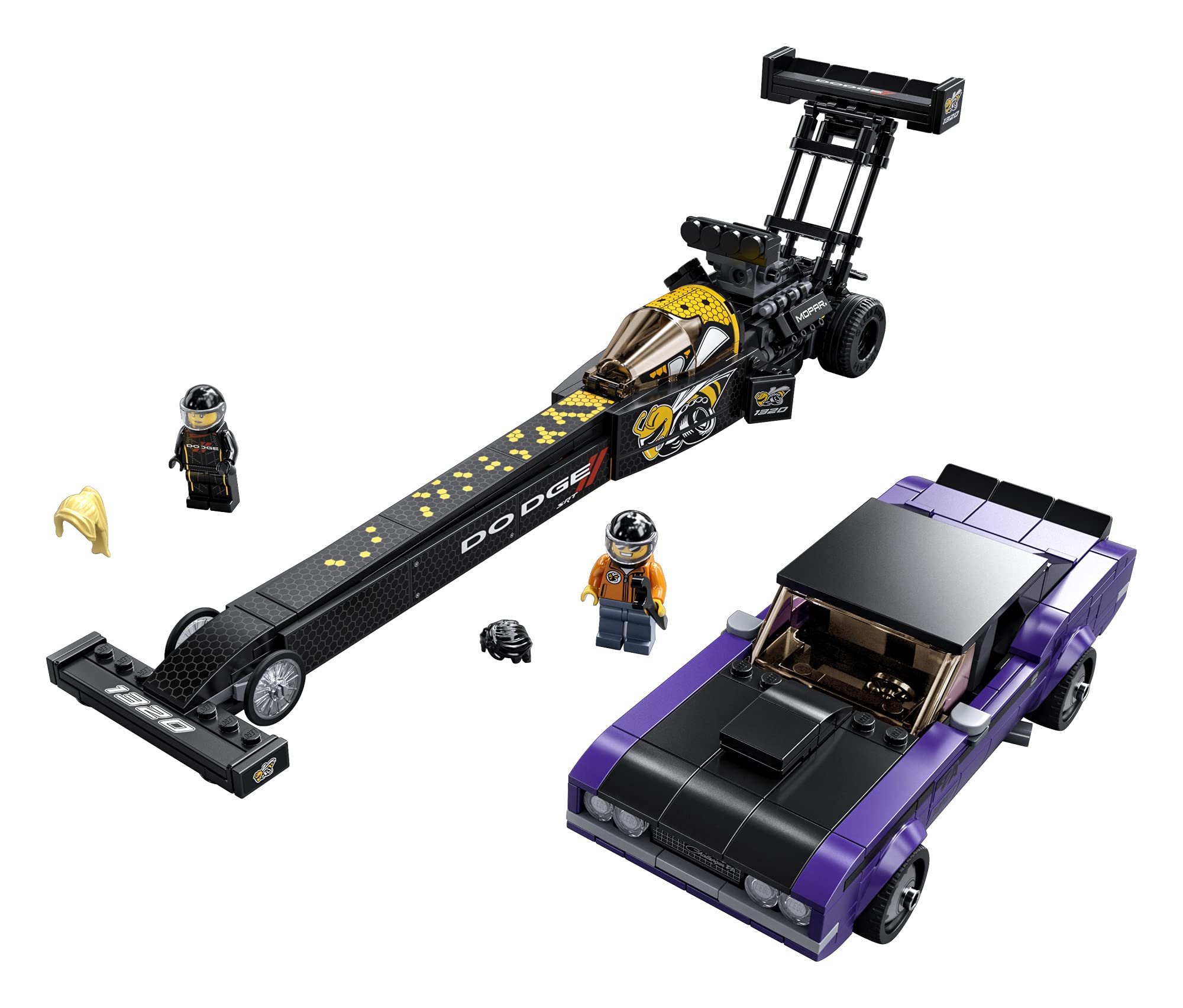 LEGO Speed Champions Mopar Dodge//SRT Top Fuel Dragster and 1970 Dodge Challenger T/A 76904 Building Toy; New 2021 (627 Pieces)