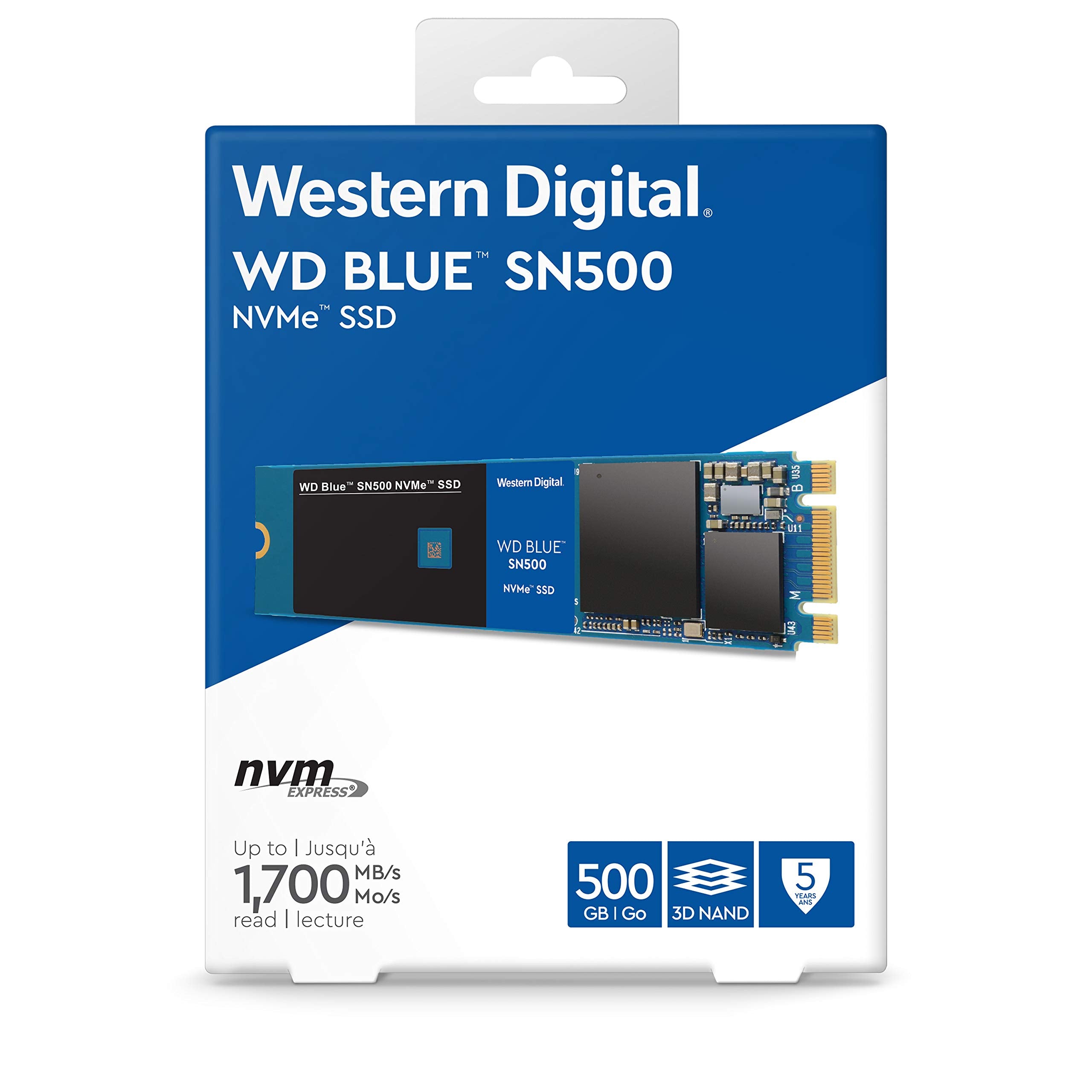 WD Blue SN500 500GB NVMe Internal SSD - Gen3 PCIe, M.2 2280, 3D NAND, Up to 1700 MB/s - WDS500G1B0C (Open Box, Like New)