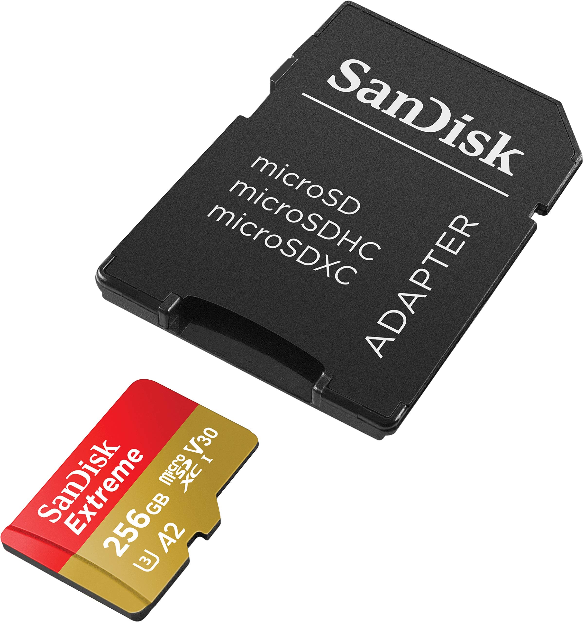 SanDisk 256GB Extreme microSD UHS-I Card with Adapter - U3 A2 - SDSQXA1-256G-GN6MA